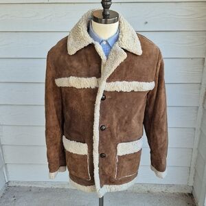 SCHOTT‎ BROS Rancher Shearling Brown Beige Leather Sz 42 XL Mens Western Jacket